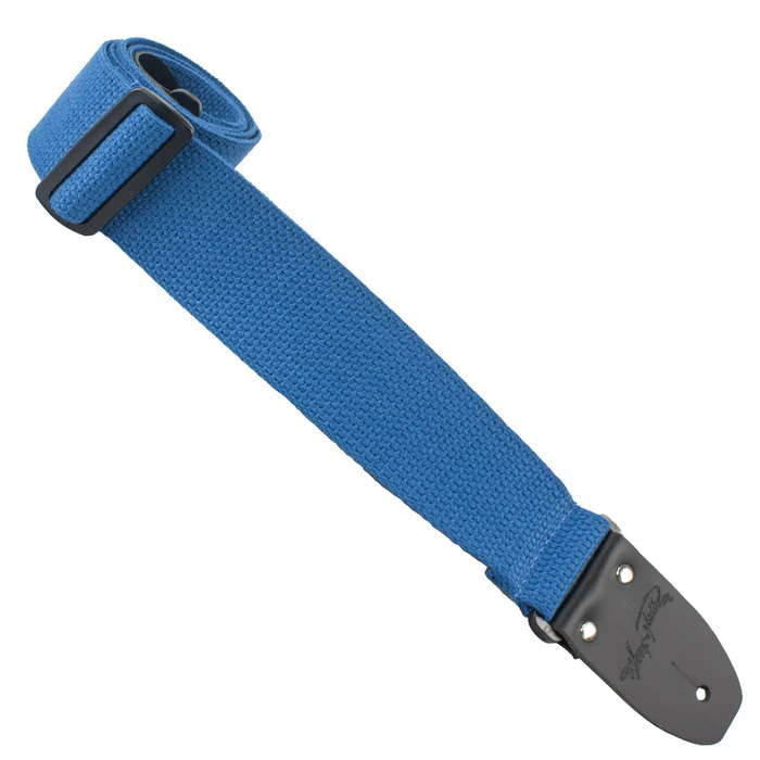 2" COTTON WITH DELUXE SEWN GARMENT LEATHER ENDS - BLUE