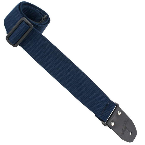 2" COTTON WITH DELUXE SEWN GARMENT LEATHER ENDS - NAVY BLUE