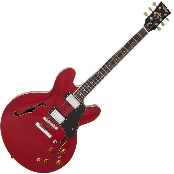 Vintage VSA500 ReIssued Semi Acoustic Guitar Cherry Red Blue Mountain Guitar