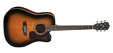 Washburn D10SCE Heritage 10 Series Dreadnought Cutaway Acoustic Electric Guitar. Tobacco Burst