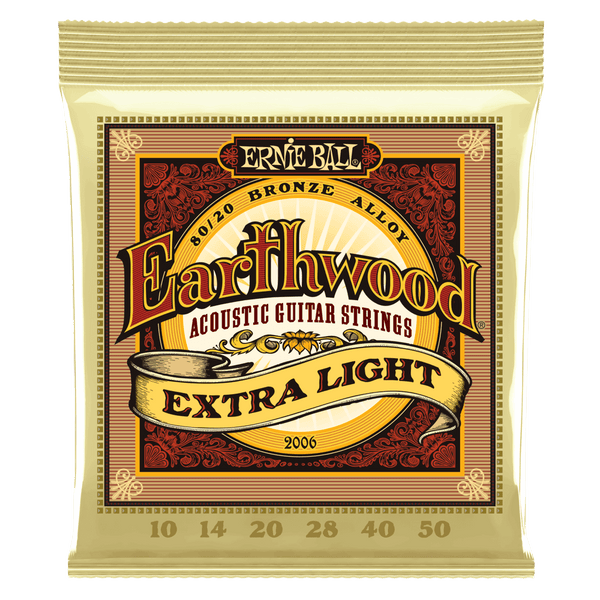 EARTHWOOD EXTRA LIGHT 80/20 BRONZE ACOUSTIC GUITAR STRINGS - 10-50 GAUGE