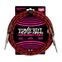 10' BRAIDED STRAIGHT / STRAIGHT INSTRUMENT CABLE - RED BLACK