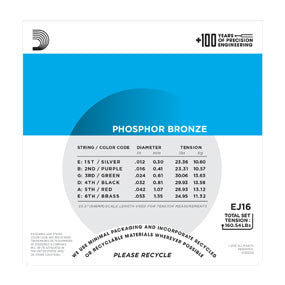 EJ16 Phosphor Bronze, Light, 12-53