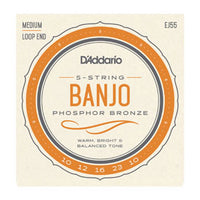 D'addario EJ55 5-String Banjo, Phosphor Bronze, Medium, 10-23