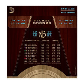 NB1047-12 Nickel Bronze Acoustic Guitar Strings, Light 12-String, 10-47