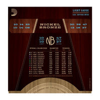 NB1047-12 Nickel Bronze Acoustic Guitar Strings, Light 12-String, 10-47