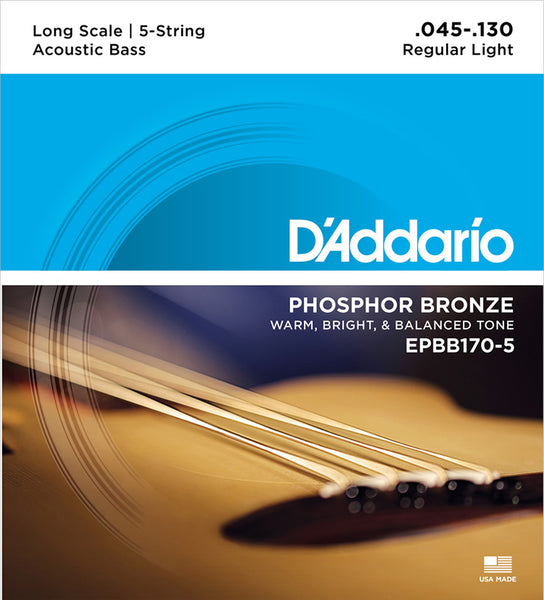 EPBB170-5 Phosphor Bronze 5-String Acoustic Bass, Long Scale, 45-130