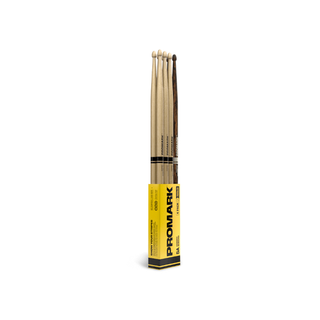 Rebound 5A Hickory Drumstick, Acorn Wood Tip, FireGrain Bonus Four Pack