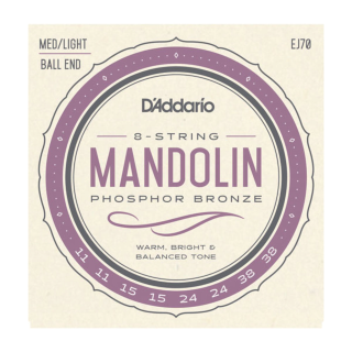 D'Addario EJ70 Phosphor Bronze Mandolin Strings, Ball End, Medium/Light, 11-38